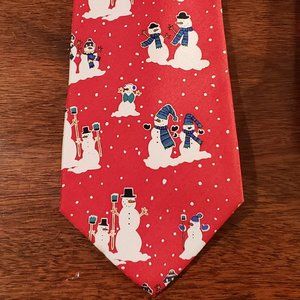 Save the Children 100% Silk Holiday Tie with Snowmen